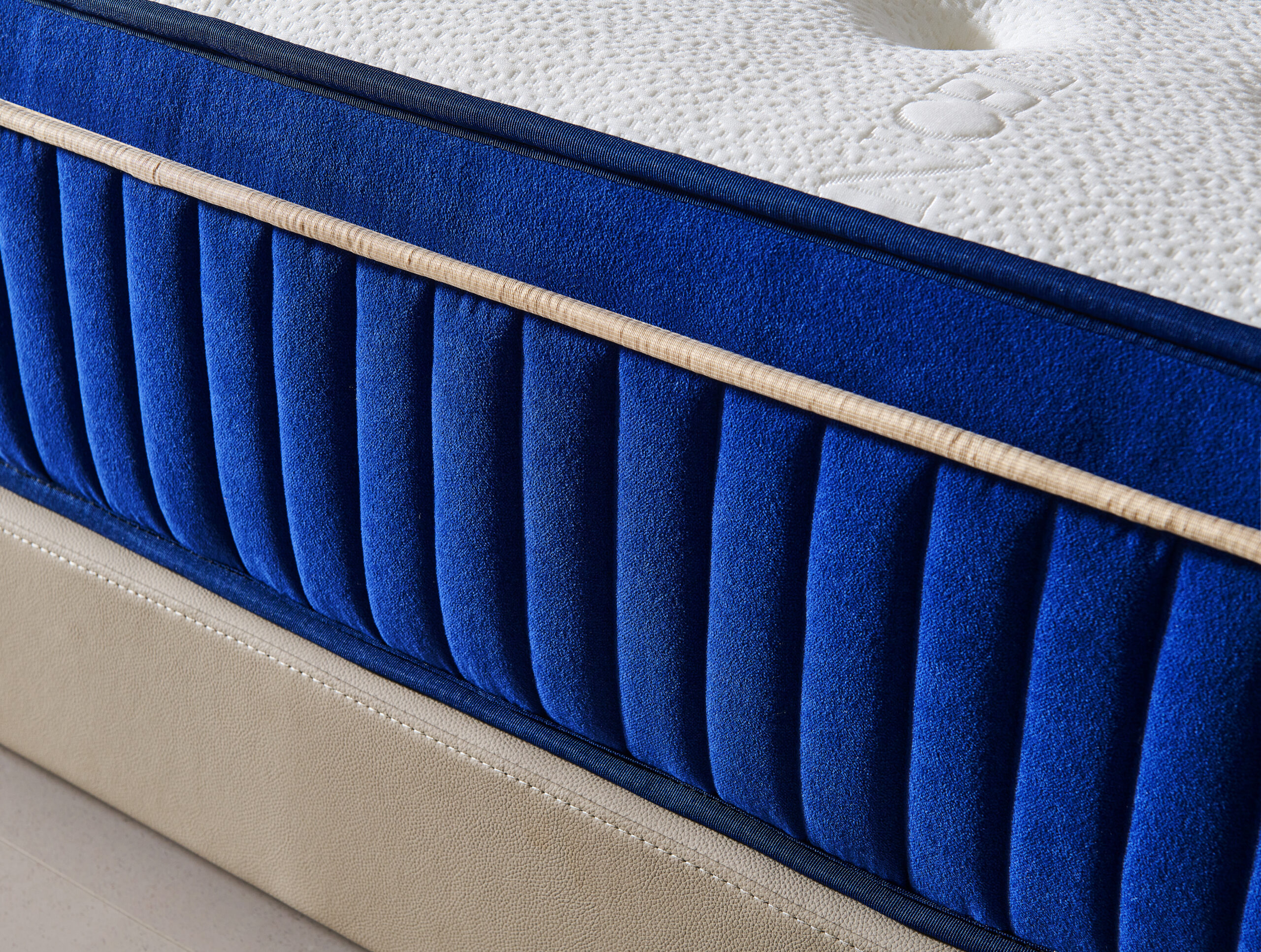 Reinforced edge support construction detail on commercial mattress